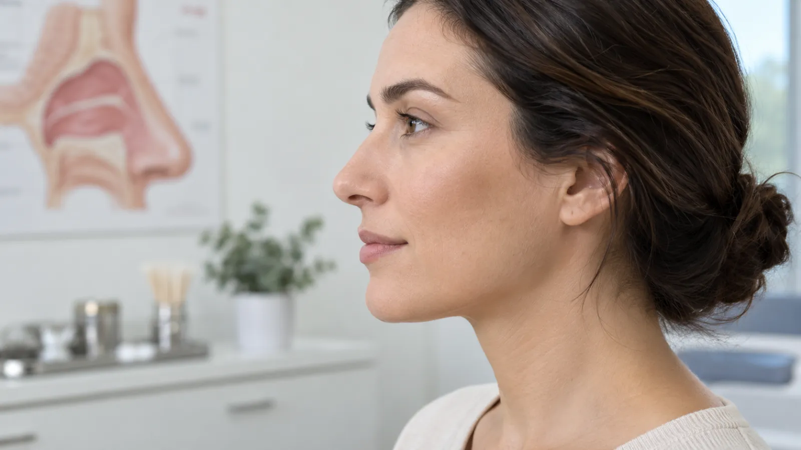 Perfil de una persona adulta en una consulta con luz suave.