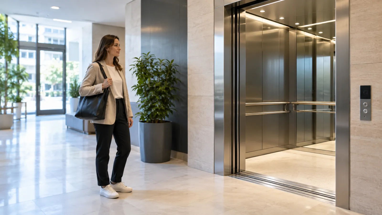 Person foran en elevator