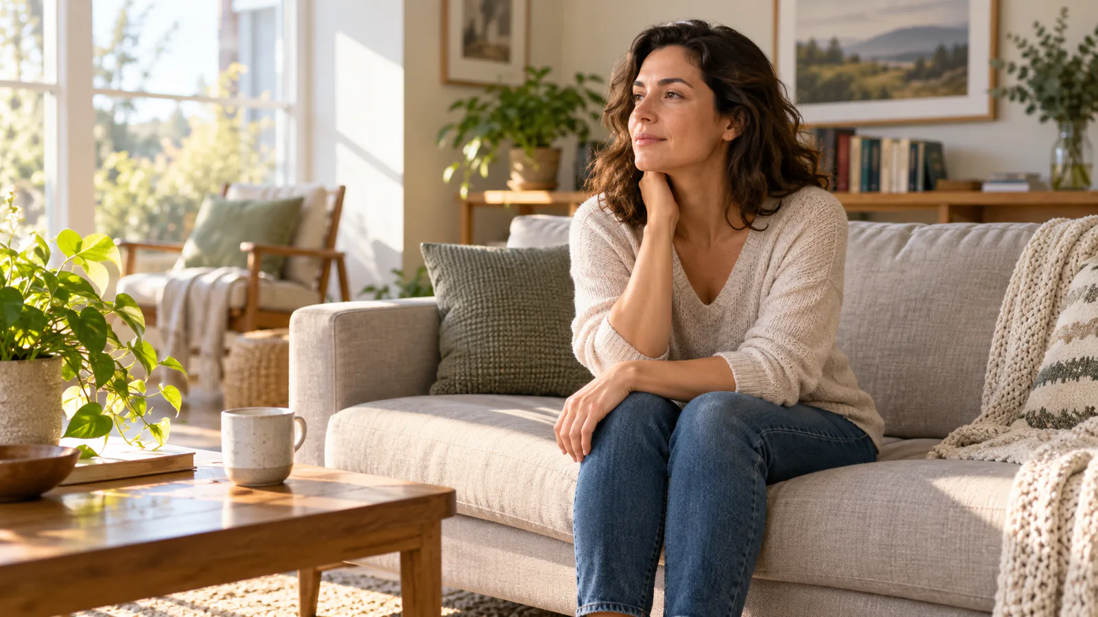 Person, der sidder urolig i sofaen