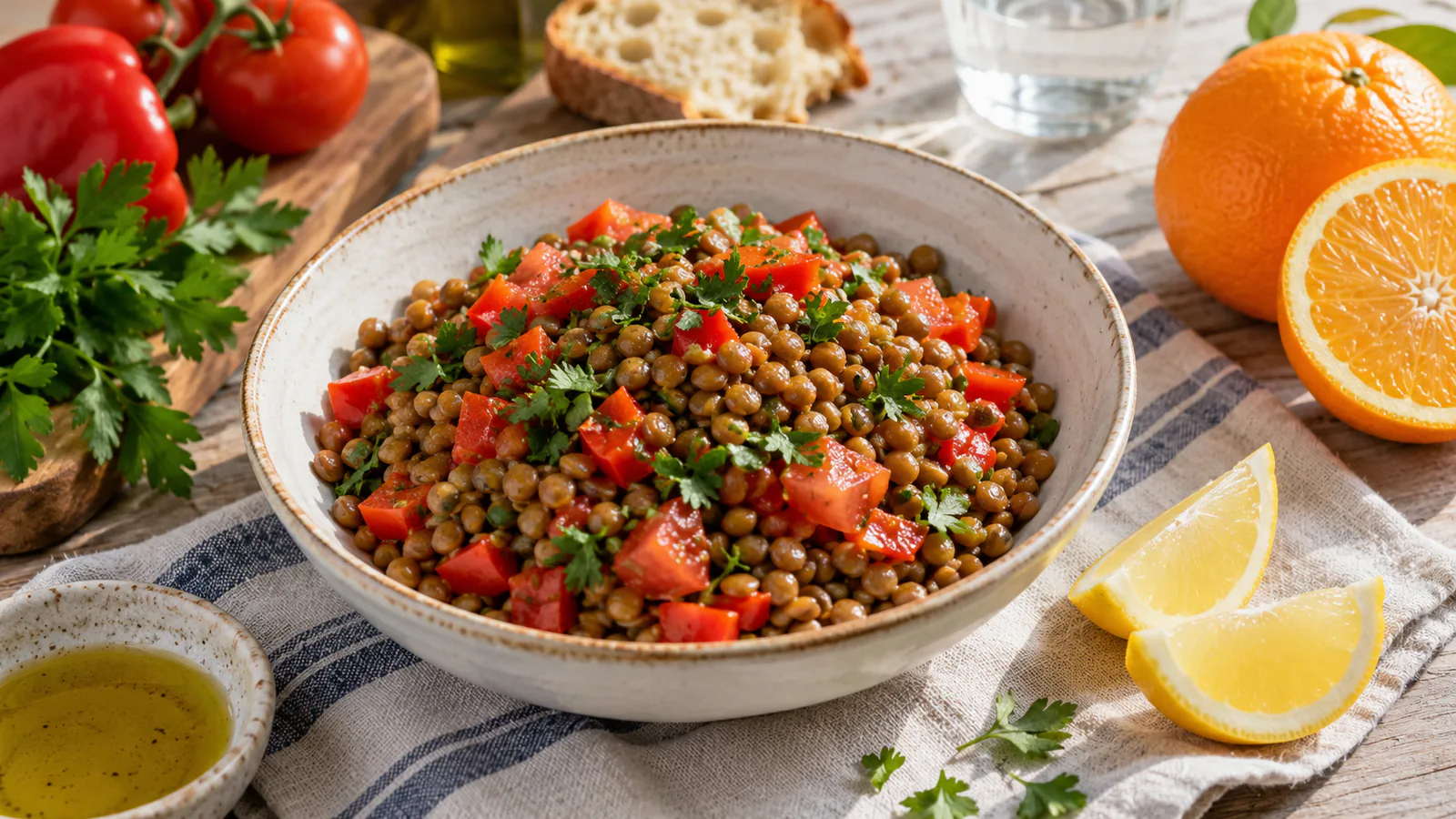 Linsesalat med citrusfrugt