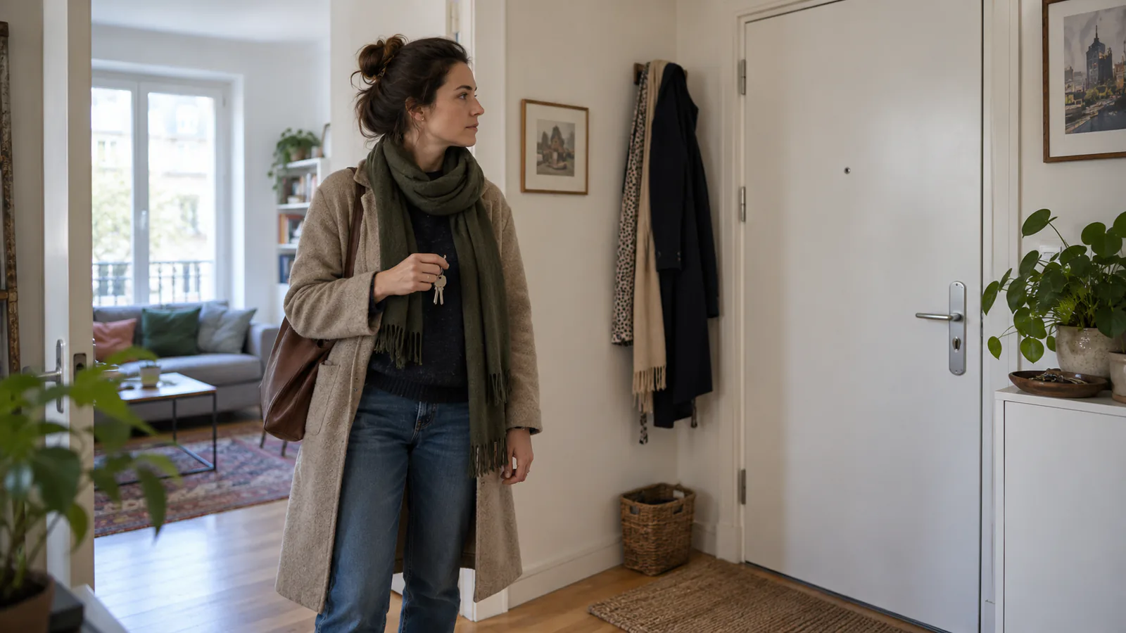 Person som står vid ytterdörren
