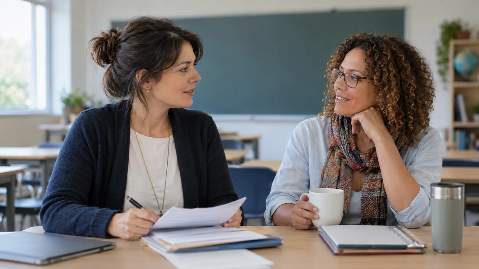 Professora fala diante de uma turma