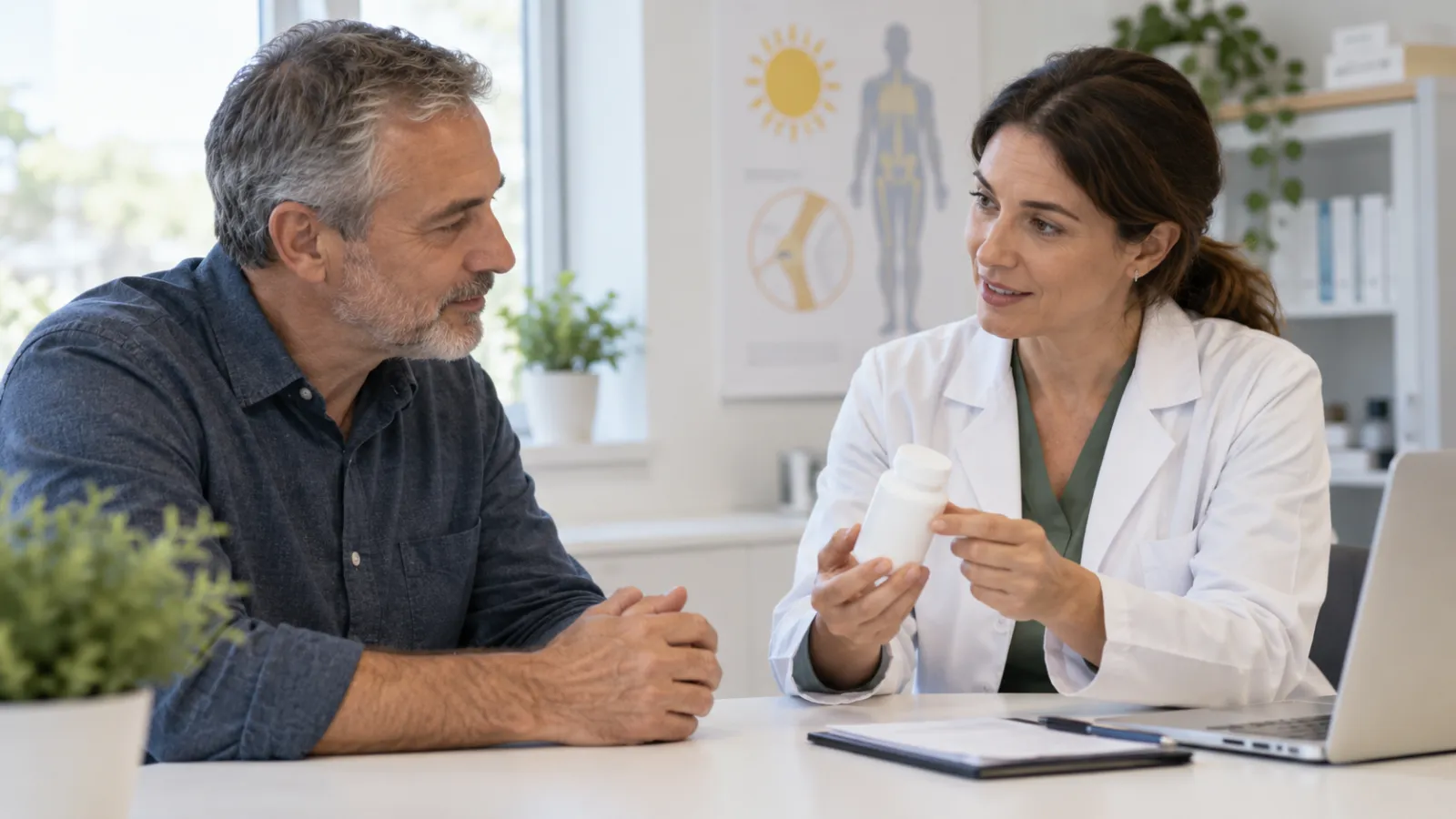 Persoon in gesprek met een arts