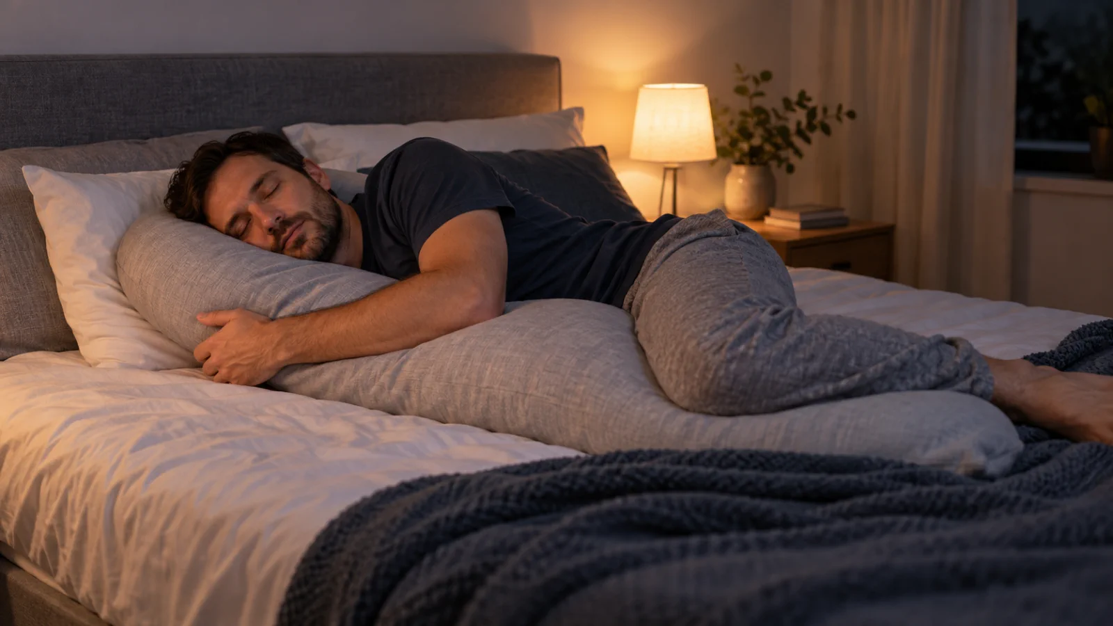 Person, der sover på siden