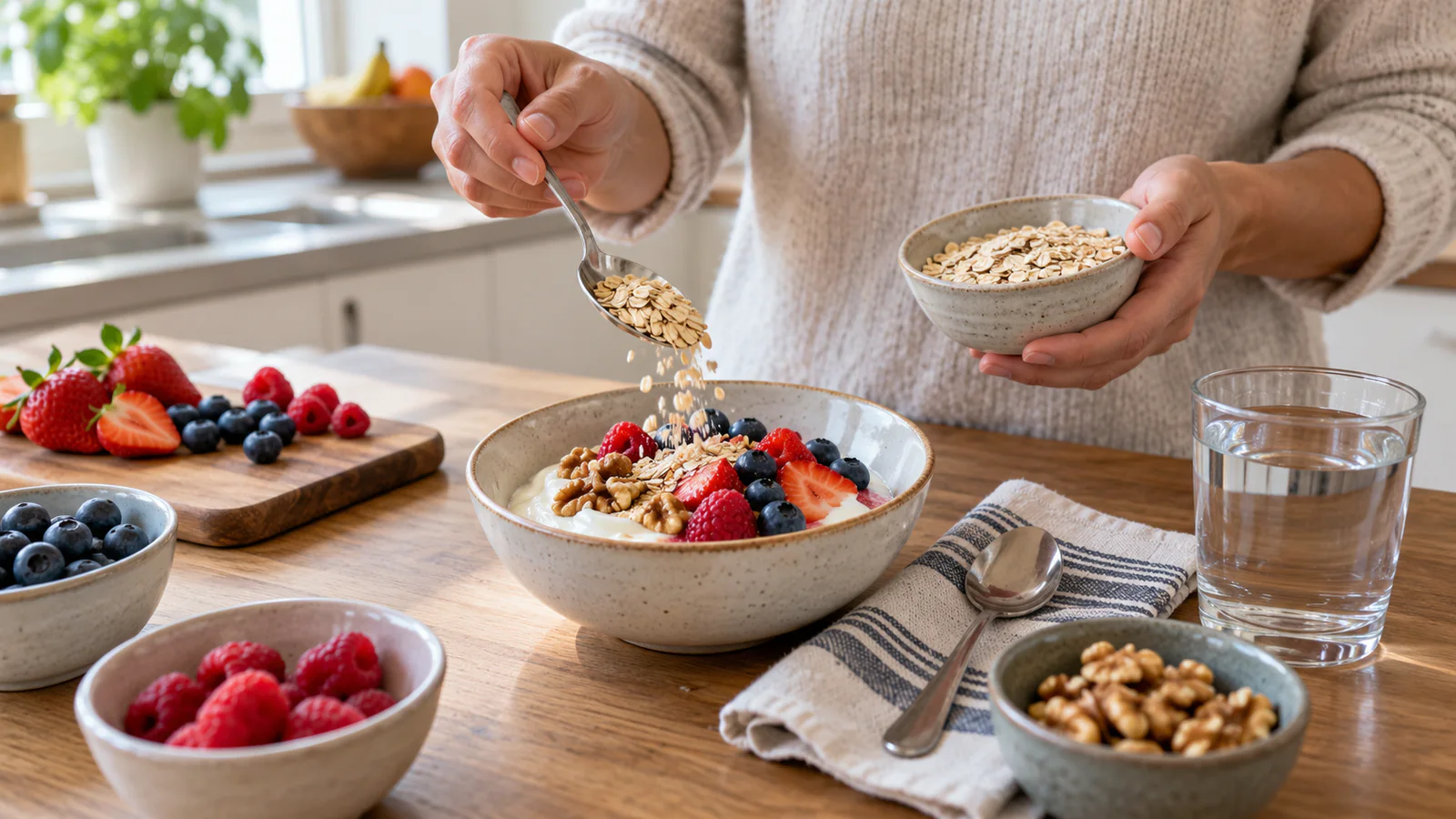 Fiocchi d’avena con frutti di bosco e frutta secca